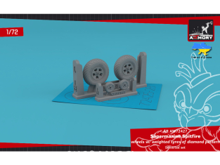 Armory Models kit d'amélioration avion AW72427 Roues Supermarine Spitfire avec pneus affaissés motif losange et moyeux 1/72