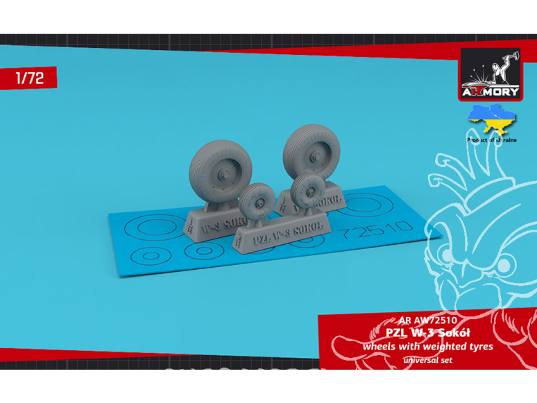 Armory Models kit d'amélioration avion AW72510 Roues PZL W-3 Sokol avec pneus affaissés 1/72