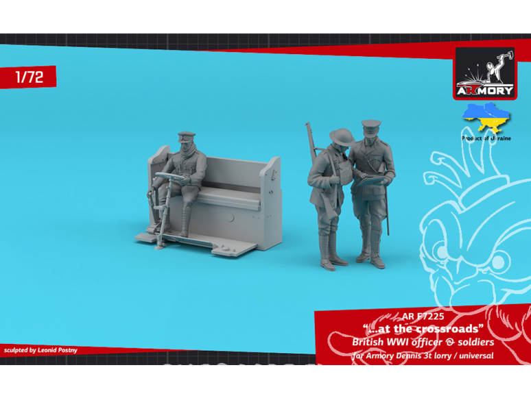 Armory Models figurine F7225 "Au carrefour" Officier et soldats Britannique WWI dans un Dennis 3t Lorry 1/72