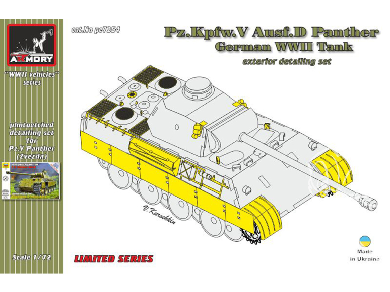 Armory Models kit d'amélioration militaire PE7254 Pz.Kpfw.V Ausf.D Panther Set de détails 1/72