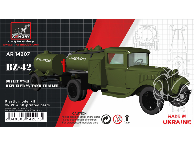 Armory Models maquette militaire AR14207 BZ-42 GAZ-AA Camion citerne de ravitaillement Soviétique WWII 1/144