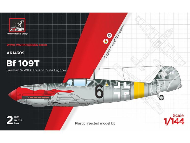 Armory Models maquette avion AR14309 Messerschmitt Bf 109T "Flugzeugträger Jäger" 1/144