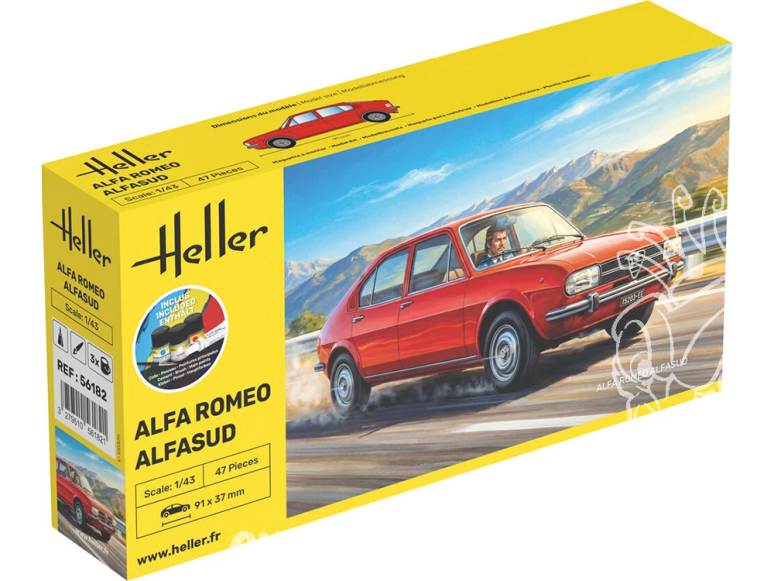 HELLER maquette voiture 56182 STARTER KIT Alfa Romeo Alfasud inclus peintures principale colle et pinceau 1/43