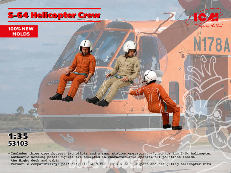 Icm maquette helicoptére 53103 Équipage de l’hélicoptère S-64 1/35