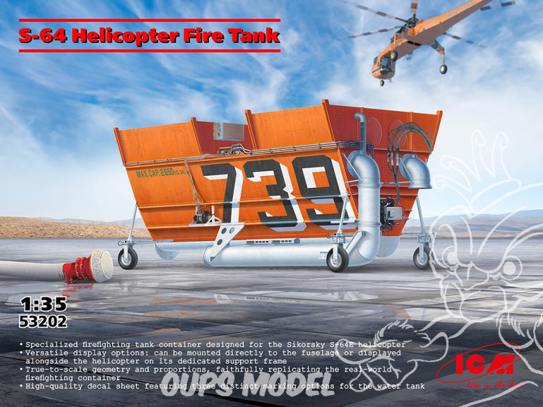 Icm maquette helicoptére 53202 Réservoir d'extinction pour hélicoptère S-64 1/35