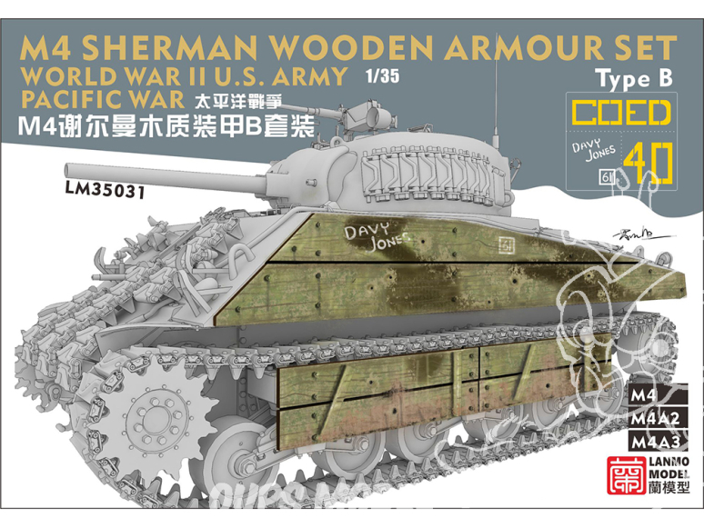 Lanmo Model maquette militaire LM35031 Blindage en bois pour Char américain M4 Sherman guerre du Pacifique Version B 1/35