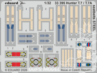 Eduard photodécoupe avion 33395 Harnais métal Hunter T.7 / T.7A Revell 1/32