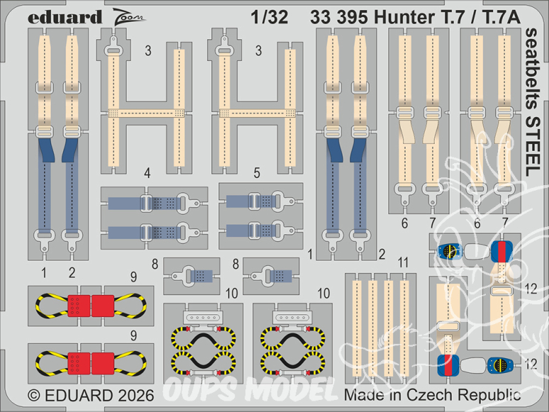 Eduard photodécoupe avion 33395 Harnais métal Hunter T.7 / T.7A Revell 1/32