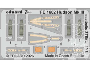 EDUARD photodecoupe avion FE1602 Harnais métal Hudson Mk.III Icm 1/48
