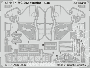 EDUARD photodecoupe avion 481187 Extérieur Macchi MC.202 Italeri 1/48