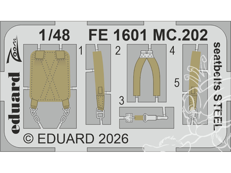 EDUARD photodecoupe avion FE1601 Harnais métal Macchi MC.202 Italeri 1/48