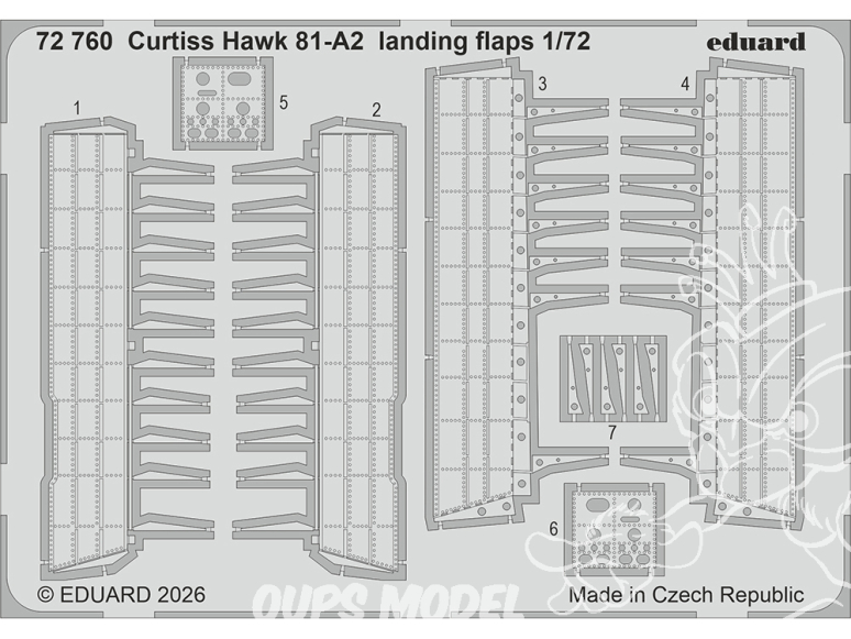 Eduard photodecoupe avion 72760 Volets d'atterrissage Curtiss Hawk 81-A2 Arma Hobby 1/72