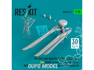 ResKit RSU35-0079 AH-64E Apache late rotor principal repliable pales late systèmes MUMT et MUMT-X kit Takom/Snowman 1/35