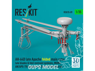ResKit RSU35-0089 AH-64D Apache late rotor principal repliable pales late repliée systèmes MUMT AN/APG-78 Longbow kit Takom 1/35