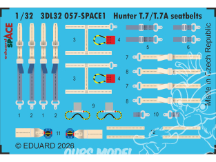 Eduard Space décalques 3D 3DL32057 Hunter T.7 / T.7A Harnais Revell 1/32