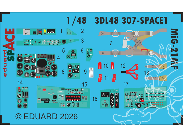 Eduard Space décalques 3D 3DL48307 MiG-21MF Rye Field Model 1/48