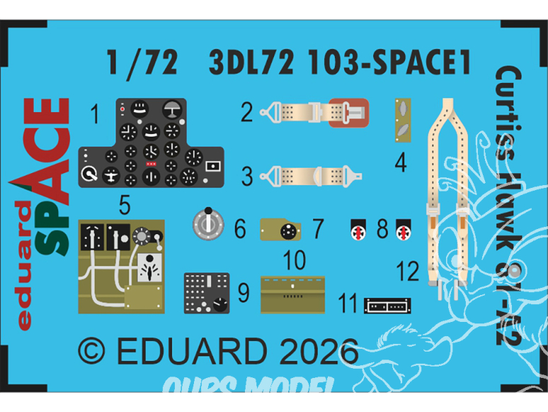Eduard Space décalques 3D 3DL72103 Curtiss Hawk 81-A2 Arma Hobby 1/72