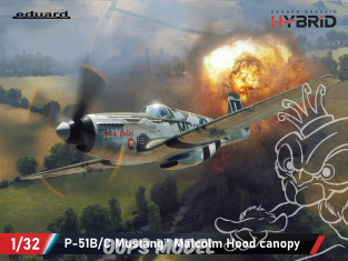 EDUARD maquette avion 932013 P-51B/C Mustang verrière Malcom Hood Hybrid Brassin 1/32