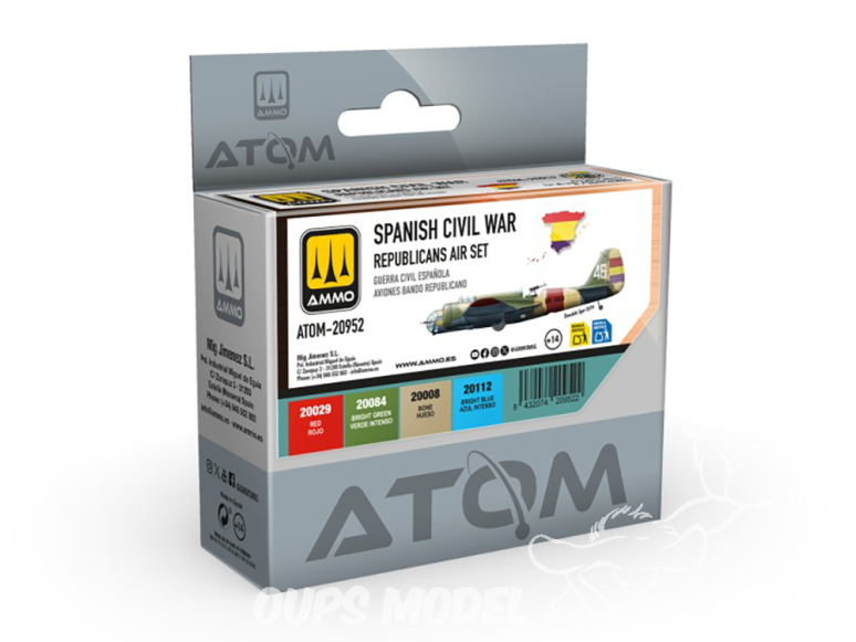 MIG peinture Atom 20952 Set avions Guerre civile espagnol - Républicains 4 x 20ml