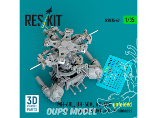 ResKit RSU35-0062 MH-60L, UH-60A, HH-60G : rotor principal déployé kit Kitty Hawk 1/35