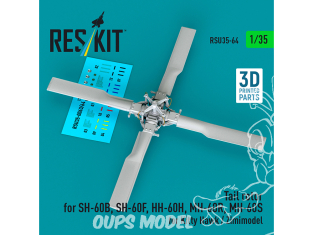 ResKit RSU35-0064 Rotor de queue pour SH-60B, SH-60F, HH-60H, MH-60R, MH-60S kit Kitty Hawk Zimimodel Impression 3D 1/35