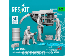 ResKit RSF35-0027 Compartiment de l'équipement radio du CH-54A Tarhe avec techniciens 3 pièces kit ICM 1/35