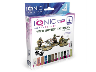 MIG peinture IONIC 1218 Set uniformes Soviétiques WWII 1939-1945 12 x 20ml