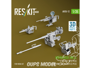 ResKit AV35-0012 Ensemble de mitrailleuses pour Merkava Mk.4, V.2 (2 unités) supports de mitrailleuse (2 unités) kit Meng 1/35