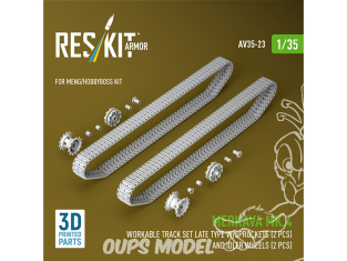 ResKit AV35-0023 Chenilles fonctionnelles Merkava Mk.4 late, barbotins et roues tendeuses 2 pièces kit Meng/HobbyBoss 1/35