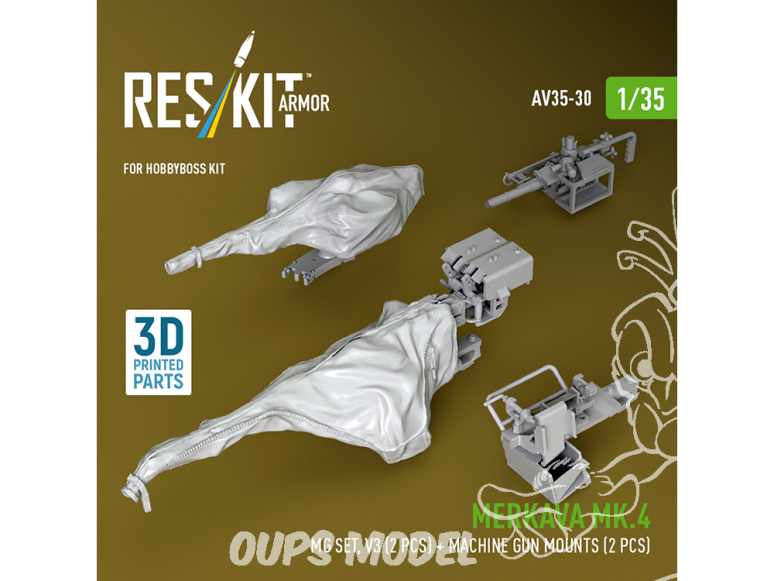 ResKit AV35-0030 Ensemble de mitrailleuses Merkava Mk.4, V.3 2 unités supports de mitrailleuse (2 unités) kit HobbyBoss 1/35
