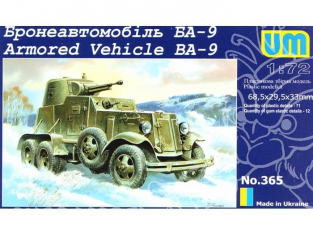 UM Unimodels maquettes militaire 365 BA-9 VEHICULE BLINDE SOVIETIQUE 1/72