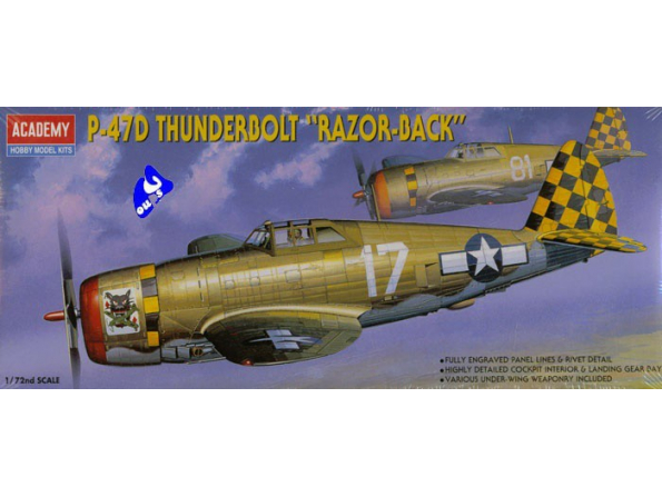 Academy maquettes avion 2175 P-47D Thunderbolt "Razor-Back" 1/72