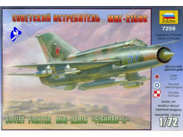 Zvezda maquette avion 7259 Mig-21 Bis Lazur 1/72