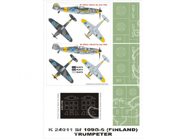 Montex Super Mask K24011 Messerschmitt Bf109G-6 Finnish Air Force Trumpeter 1/24