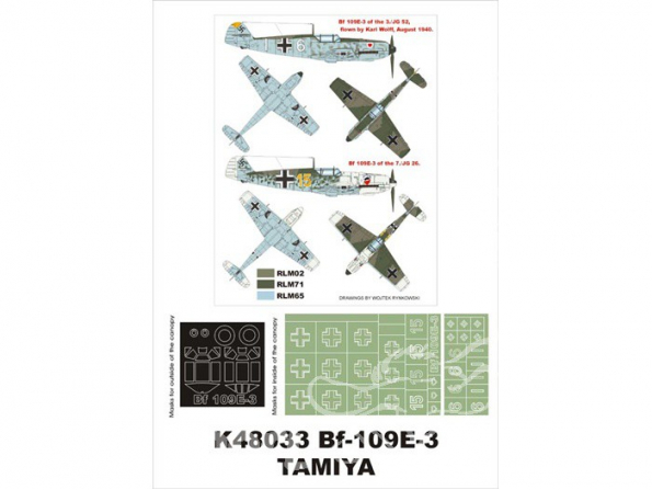 Montex Super Mask K48033 Messerschmitt Bf109E-3 Tamiya 1/48