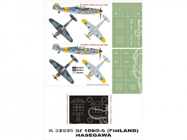 Montex Super Mask K32055 Messerschmitt Bf109G-6 Finnish Air Force Hasegawa 1/32