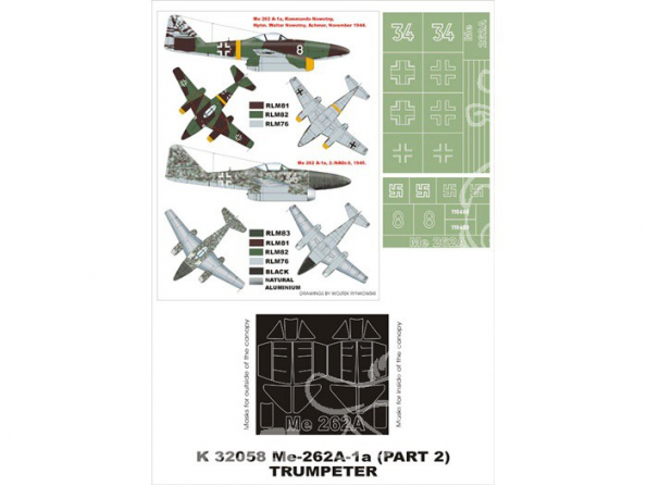 Montex Super Mask K32058 Messerschmitt Me 262A-1a Trumpeter 1/32