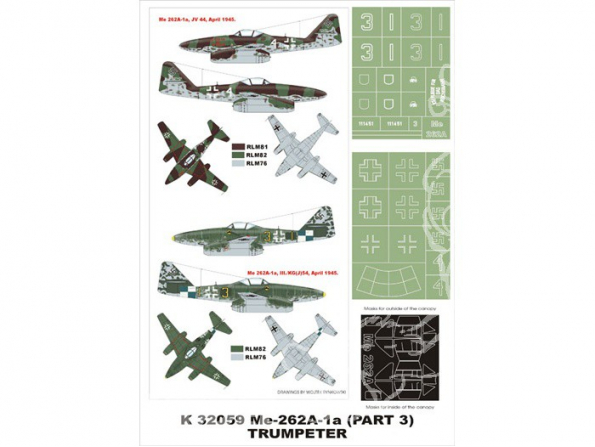 Montex Super Mask K32059 Messerschmitt Me 262A-1a Trumpeter 1/32