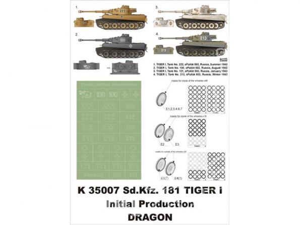 Montex Super Mask K35007 Sd.Kfz. 181 Tigre I Production initiale Dragon 1/35