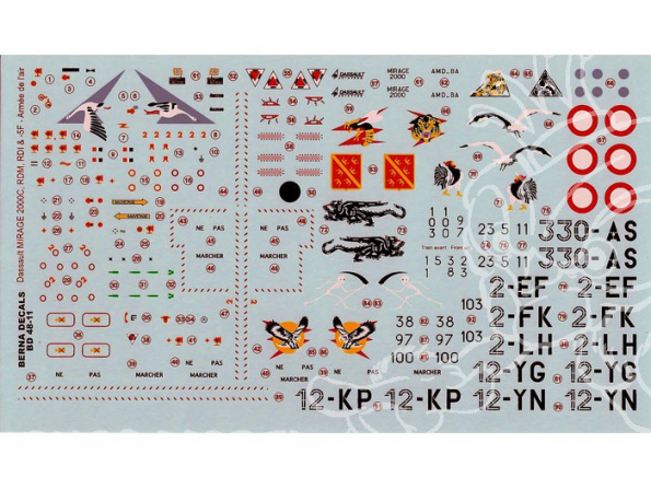 Decalques Berna decals BD48-11 Mirage 2000 330 12 et 2 1/48