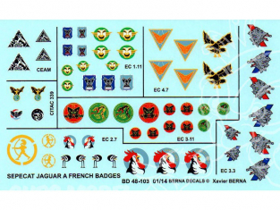 Decalques Berna decals BD48-103 Sepecat Jaguar Badges Français A et E part 1 1/48