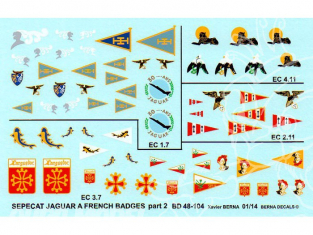 Decalques Berna decals BD48-104 Sepecat Jaguar Badges Français A et E part 2 1/48