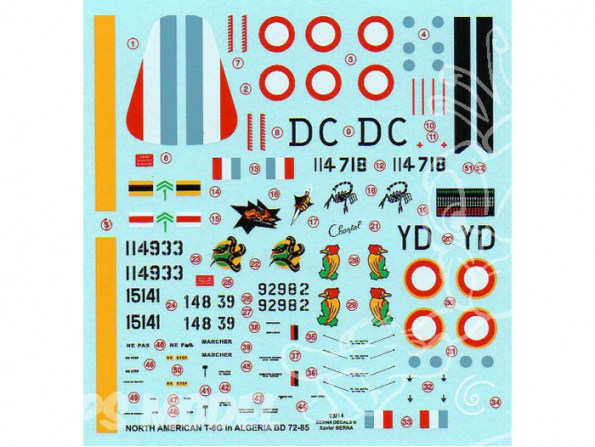 Decalques Berna decals BD72-85 North American T-6G en Algerie 1/72