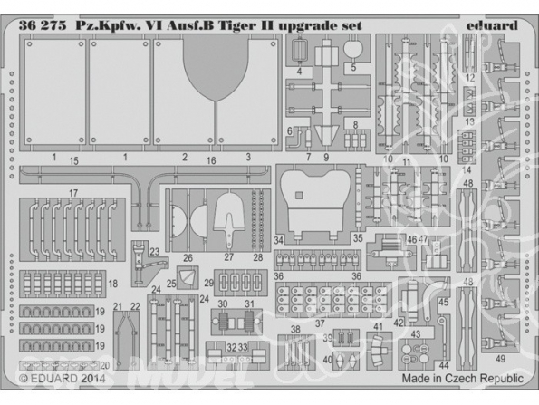 Eduard photodecoupe militaire 36275 Set amelioration Pz.Kpfw. VI Ausf. B Tigre II Eduard 1/35