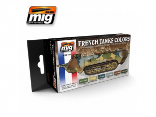 MIG peinture 7110 Set Couleurs Tanks Francais WWI & WWII 6 x 17ml