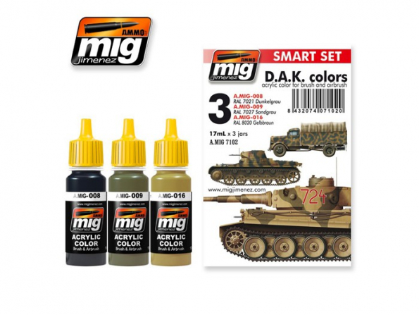 MIG peinture 7102 Set de départ Couleurs DAK Afrika Korps 3 x 17ml