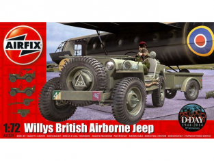 Airfix maquette militaire 02339 Jeep aéroportée anglaise avec remorque et 75mm pack 1/72