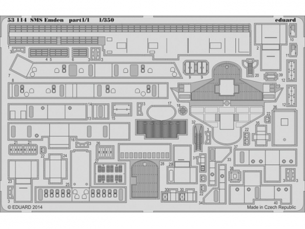 Eduard photodecoupe bateau 53114 SMS Emden partie 1 Revell 1/350