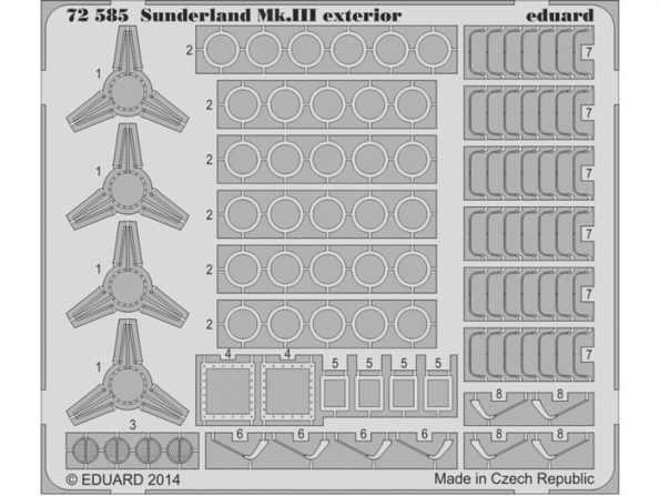 Eduard photodecoupe avion 72585 Exterieur Sunderland Mk.III Italeri 1/72
