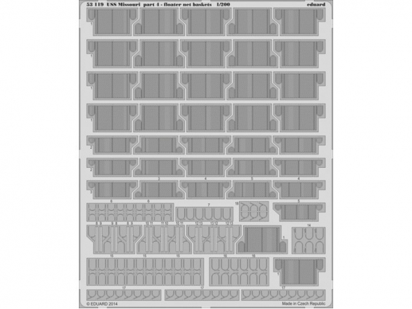 Eduard photodecoupe 53119 USS Missouri partie 4 Floater net baskets Trumpeter 1/200